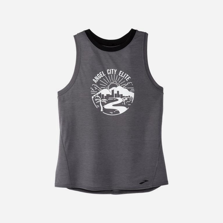 Brooks Houston22 Distance Graphic Running Tank Dame Outlet - Grå - Norge (ETZ678235)